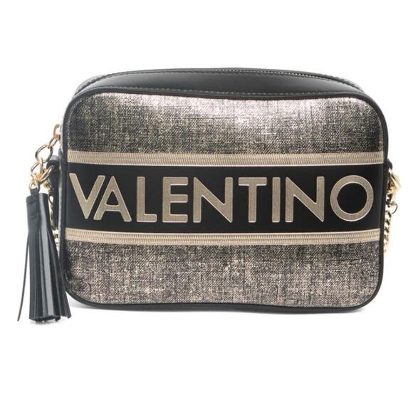VALENTINO Babette Gold Linen Crossbody NEW - Picture 1 of 7